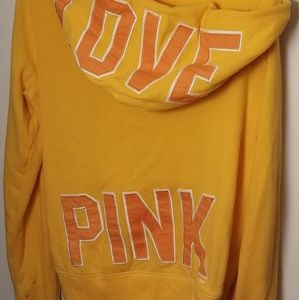 VS Pink logo full-zip gold glow hoodie large